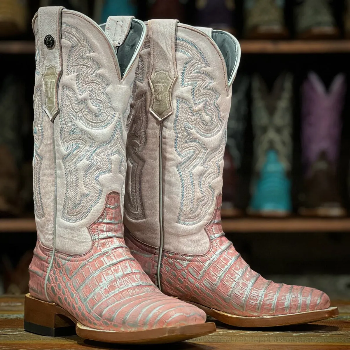 Pink Cowgirl Boots Gator Print