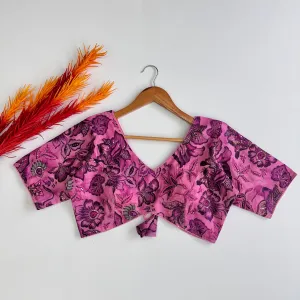 Pink Elegant Hand-Embroidered Tofu Silk Blouse with Sequins