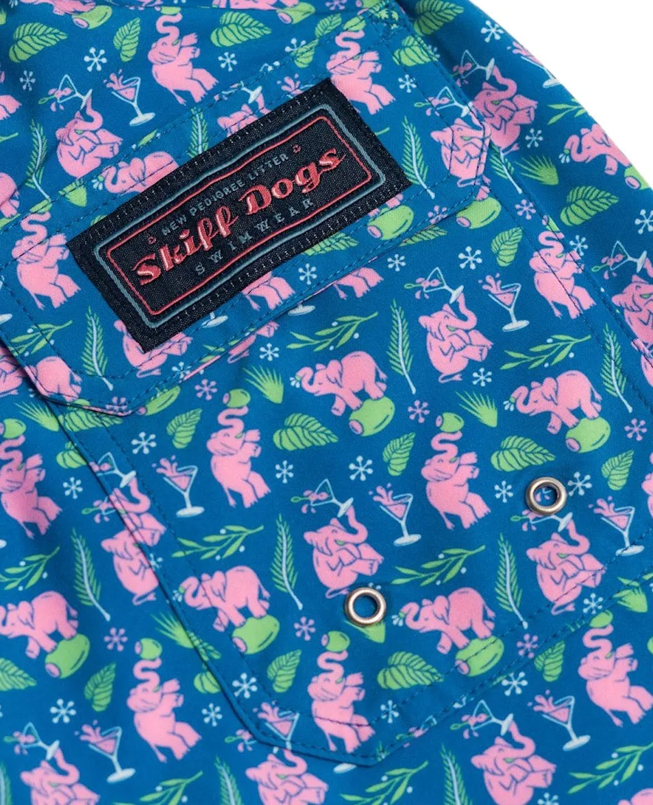 Pink Elephants: Swim Trunks - Blue