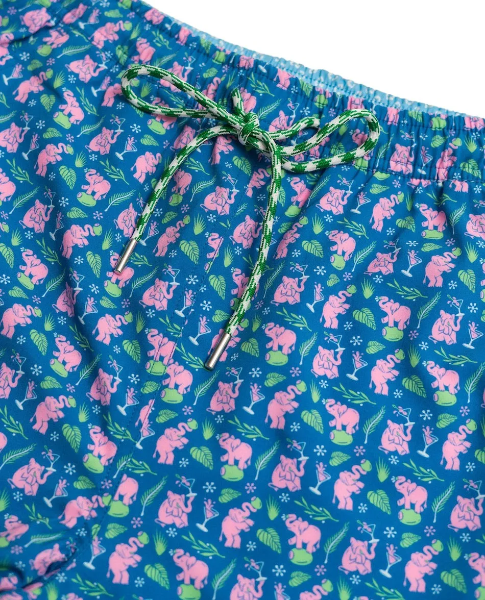 Pink Elephants: Swim Trunks - Blue