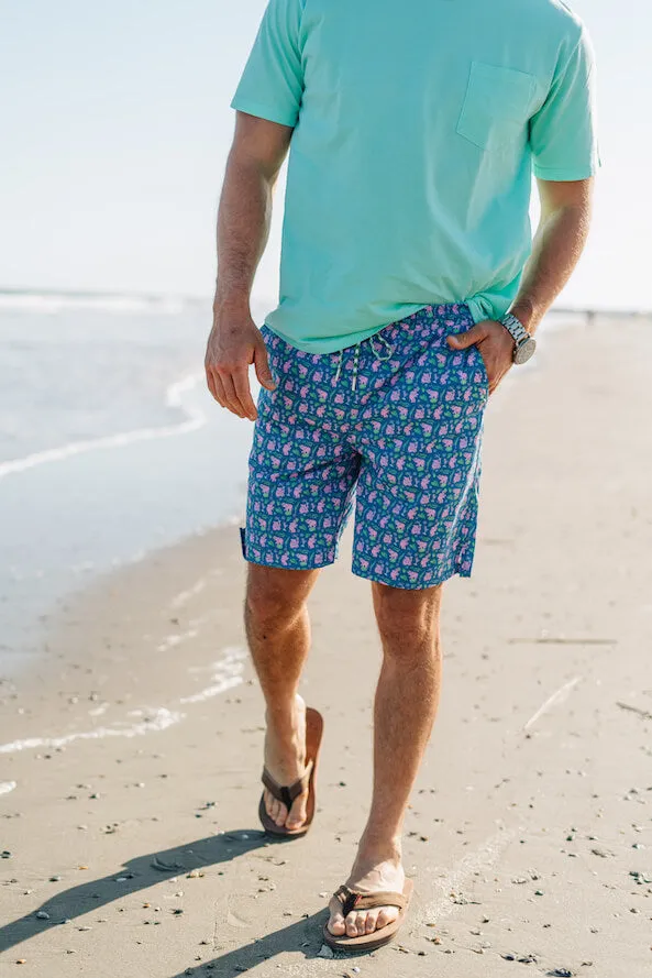 Pink Elephants: Swim Trunks - Blue