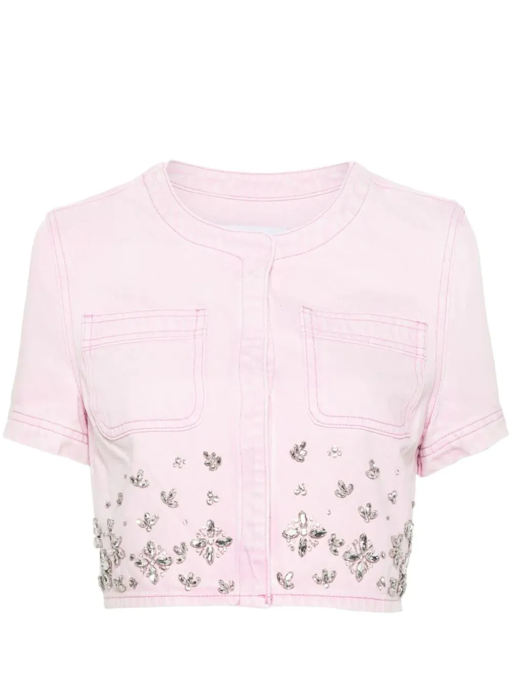 Pink Embellished Denim Top