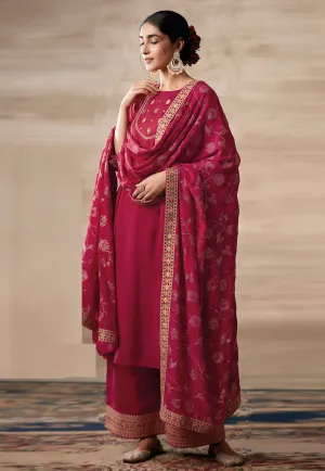 Pink Embroidered Designer Palazzo Suit