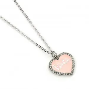 Pink Enamel Heart Pendant Crystal Necklace BMN00003