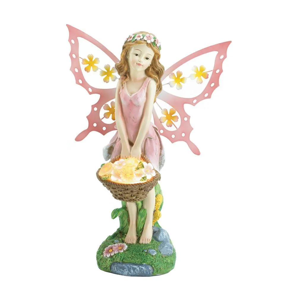 Pink Fairy Solar Garden Statue