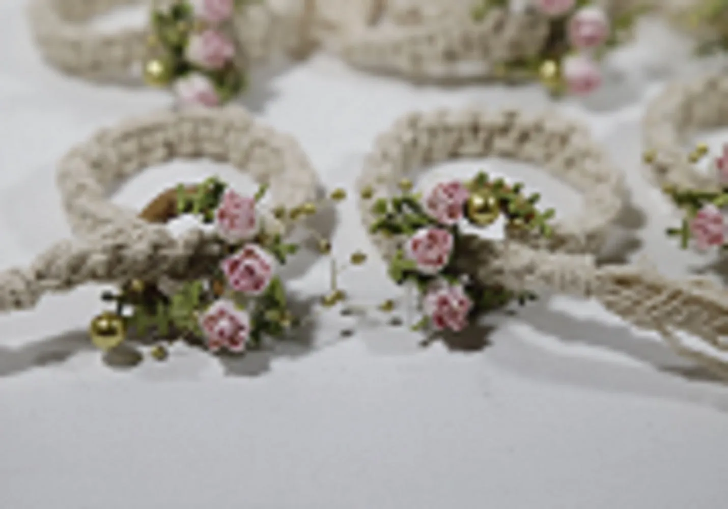 Pink Floral Braided Napkin Rings (Set of 6)