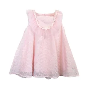 Pink Floral Embroidery Bib Dress