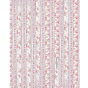 Pink Floral Planks Printed Backdrop