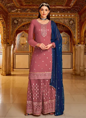 Pink Georgette Gotapatti Palazzo Suit