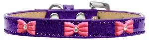 Pink Glitter Bow Widget Dog Collar Purple Ice Cream Size 18