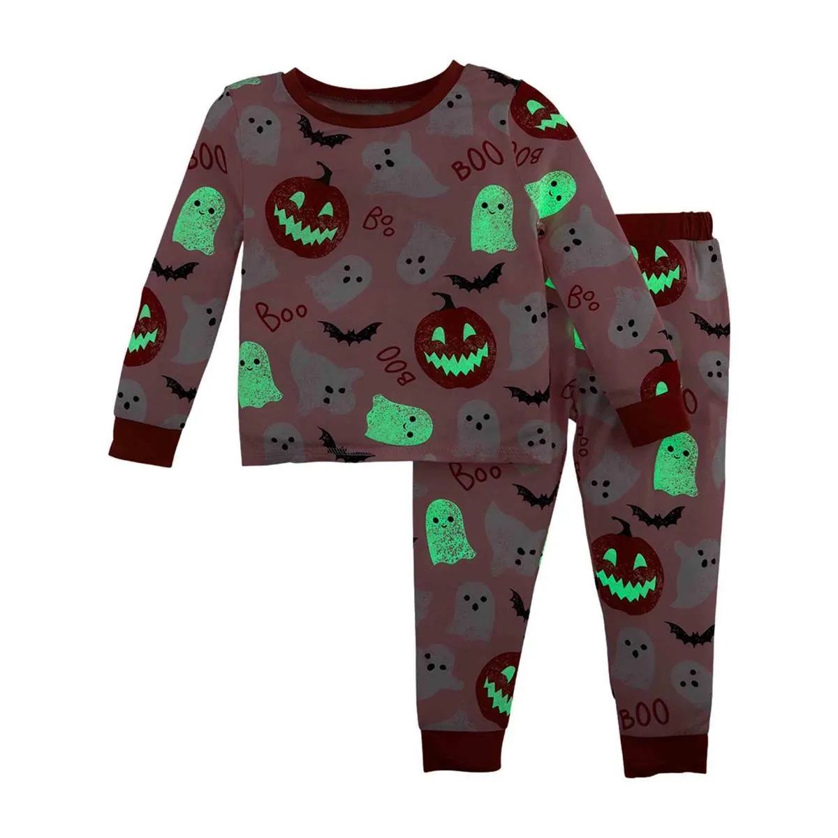 Pink Glow-In-The-Dark Halloween Pajama Set