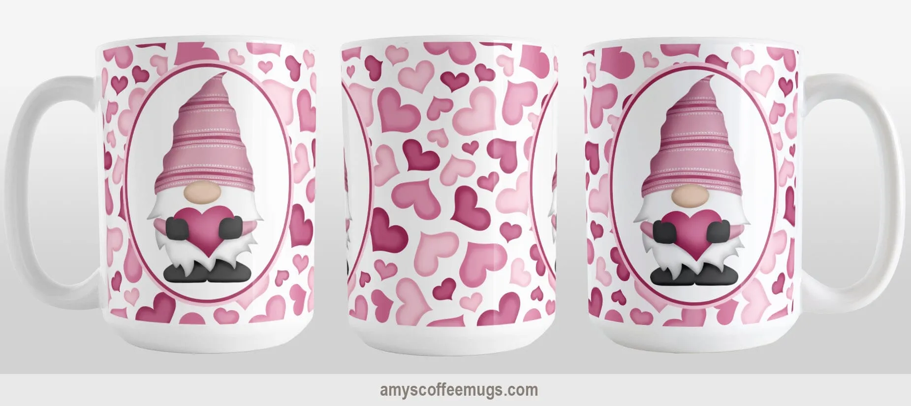 Pink Gnome Hearts Mug