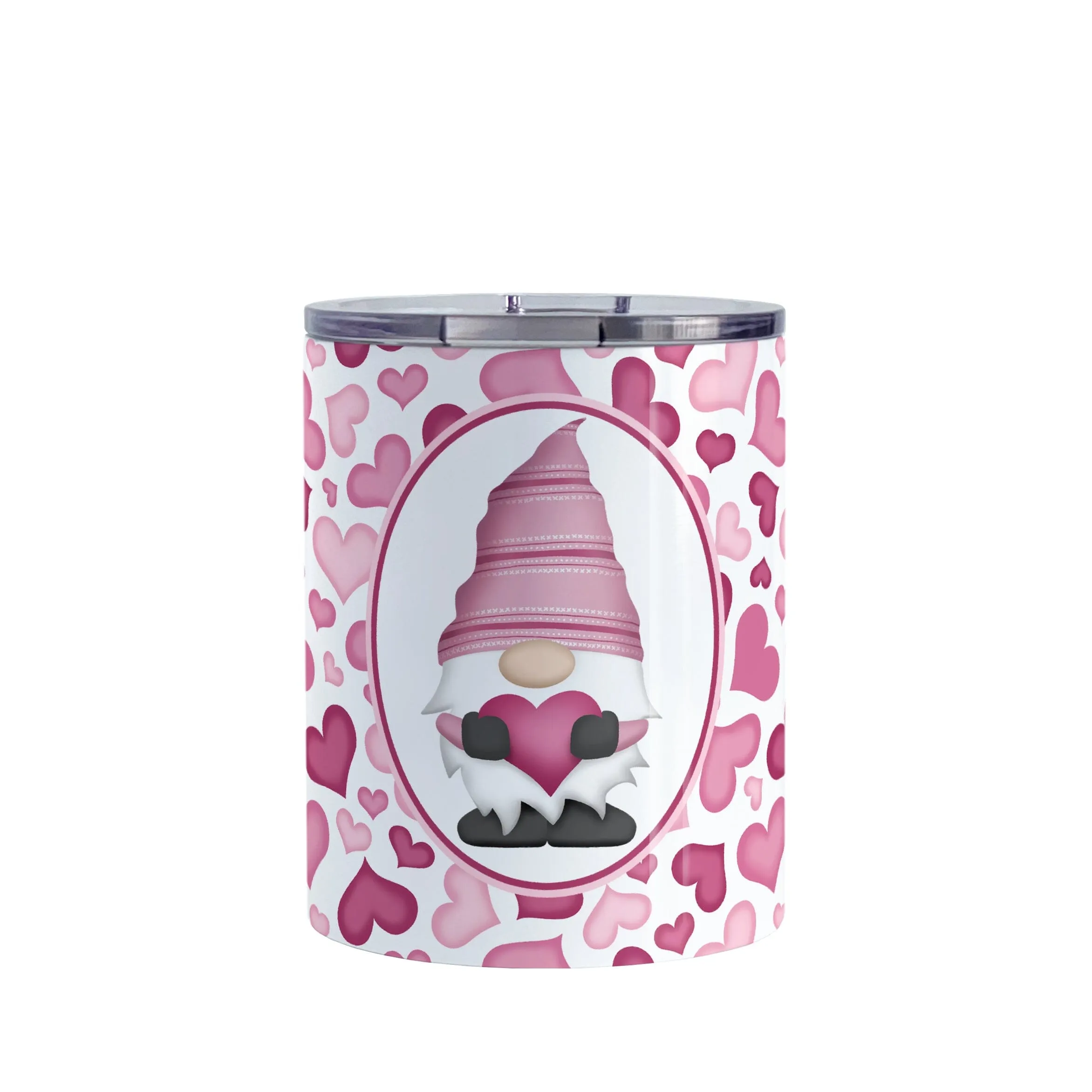 Pink Gnome Hearts Tumbler Cup