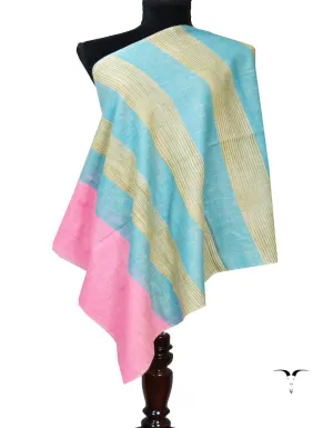 Pink Green and SkyBlue Striped Pashmina Stole 7282