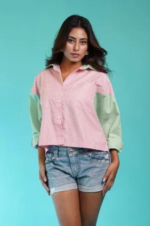 Pink Green Stripe Angel Wing Shirt