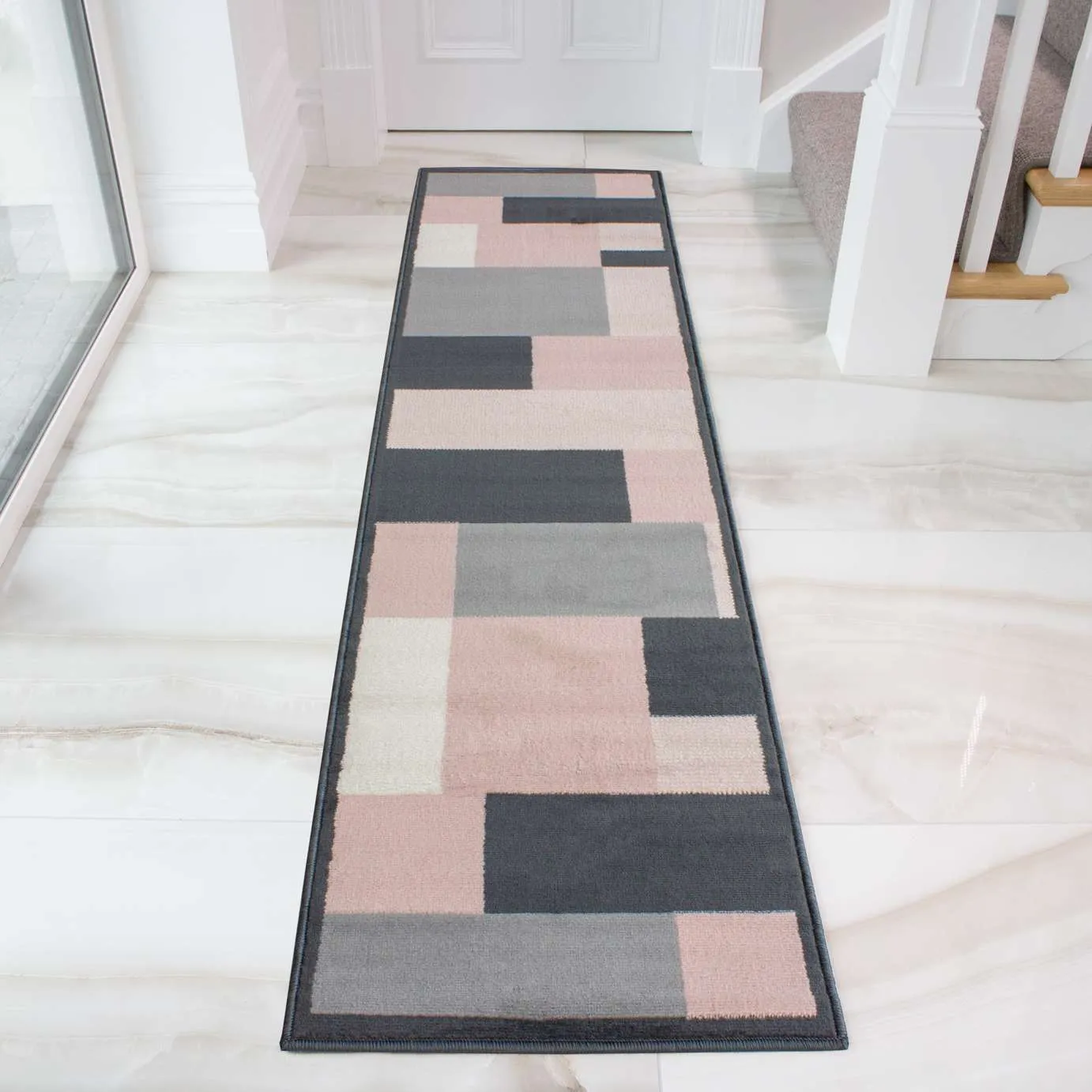 Pink Grey Modern Contemporary Living Room Rug