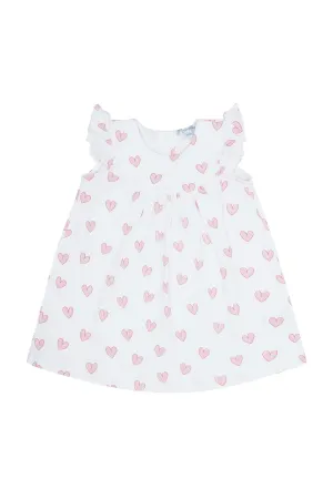 Pink Heart Print Scoop Neck Dress