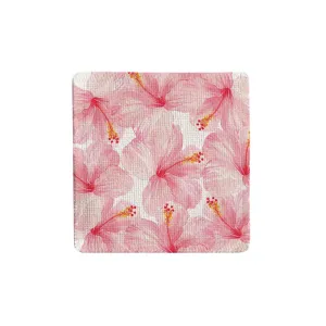 Pink Hibiscus Fabric Coaster