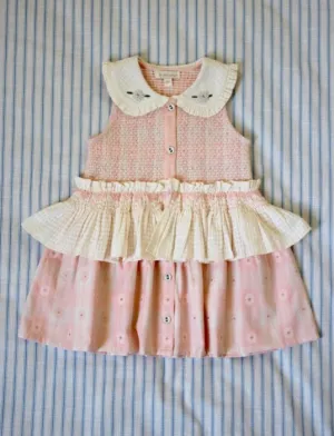 Pink Jacquard Gingham with Hand-Smocked Ruffle