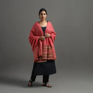 Pink - Kutch Handwoven Mirror Work Woollen Shawl 27