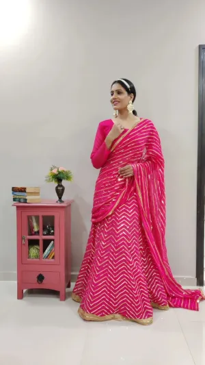 Pink Lehenga Saree in Georgette With Sequence Work