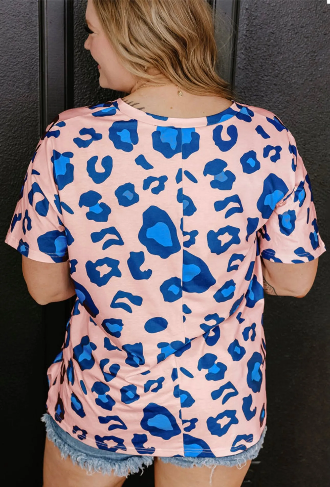 Pink Leopard Print Short Sleeve