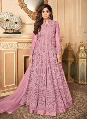 Pink Lucknowi Embroidered Anarkali Lehenga