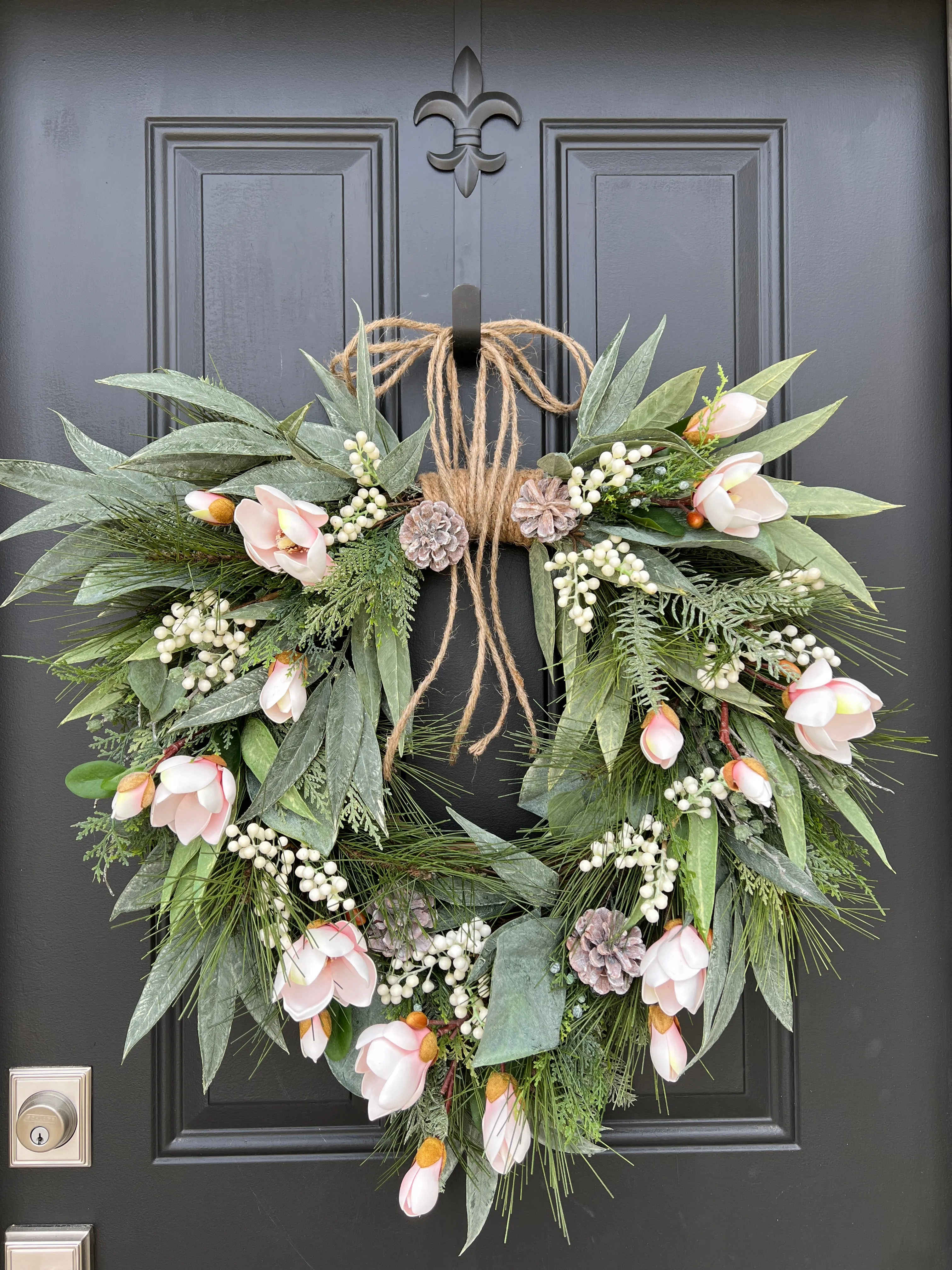 Pink Magnolia Winter Wreath