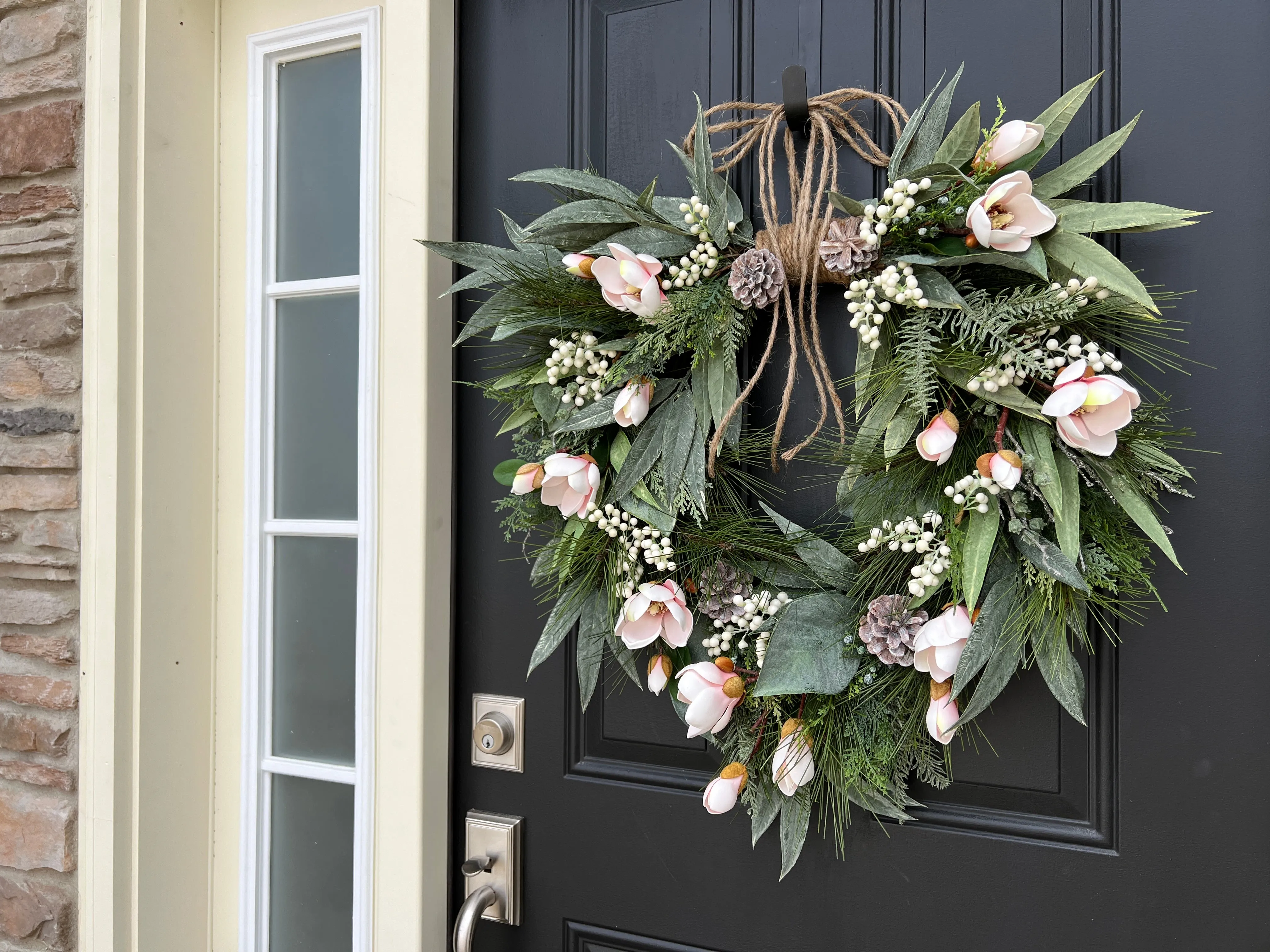 Pink Magnolia Winter Wreath