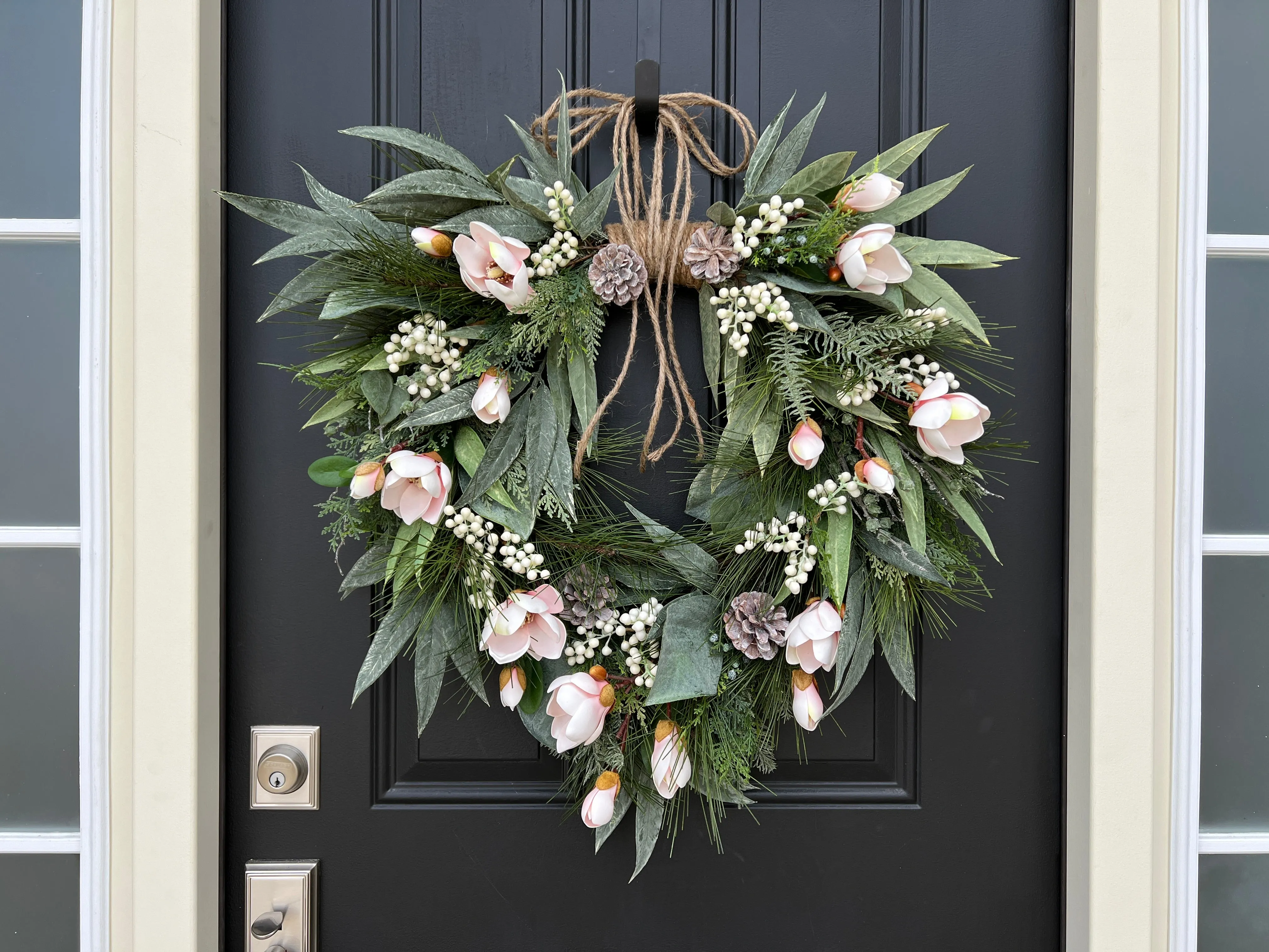 Pink Magnolia Winter Wreath