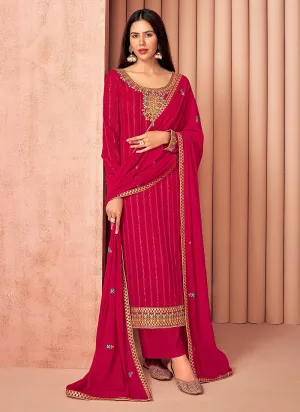 Pink Multi Embroidered Georgette Salwar Kameez