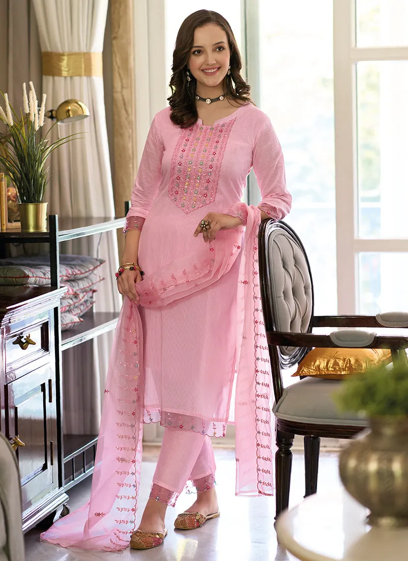 Pink Multi Embroidery Traditional Salwar Kameez