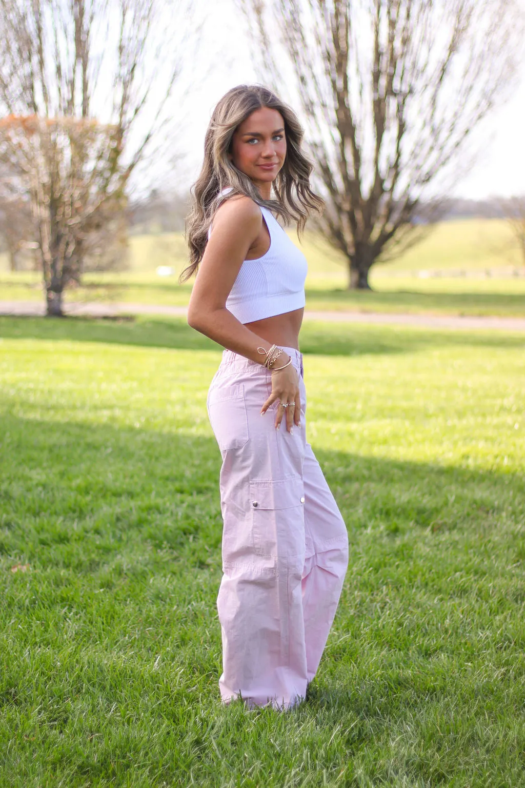 Pink Olivia Cargo Pants