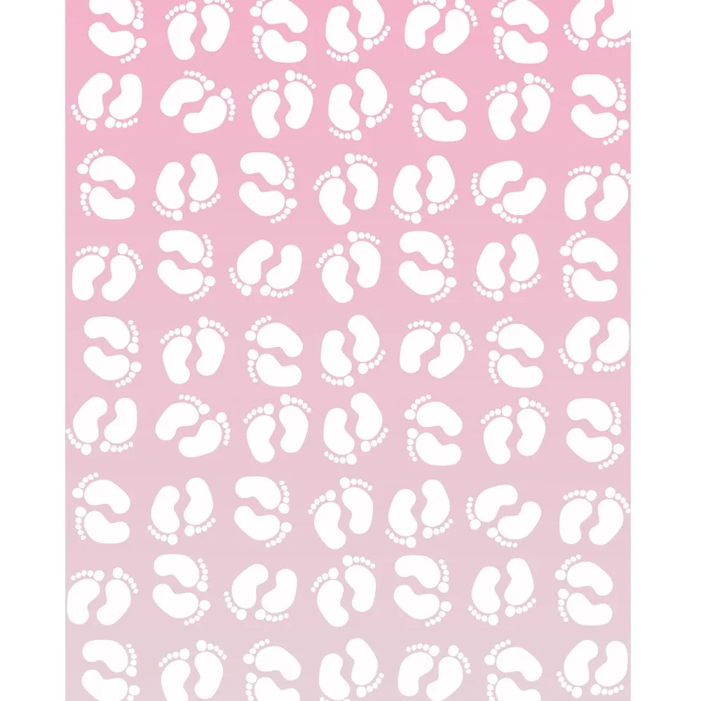 Pink Ombre Footprints Printed Backdrop