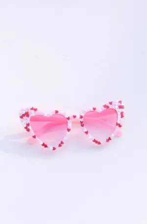 Pink Party Confetti Heart Sunglasses