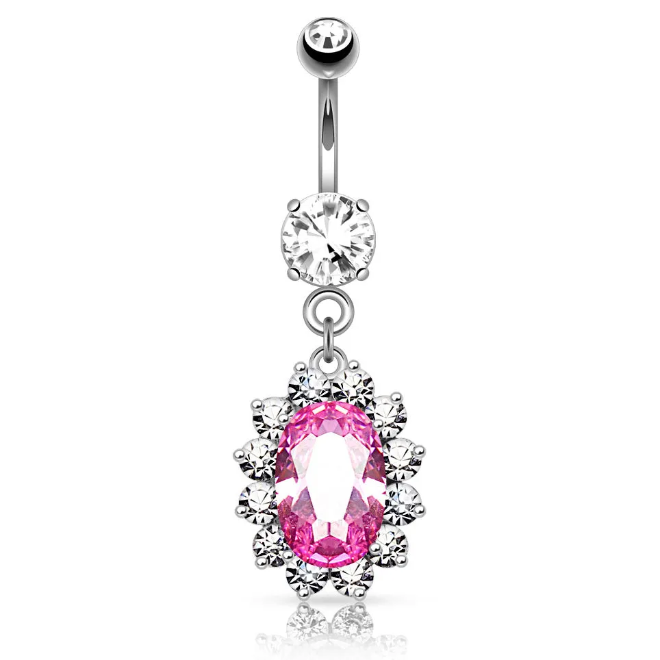 Pink Passion Belly Ring Dangle