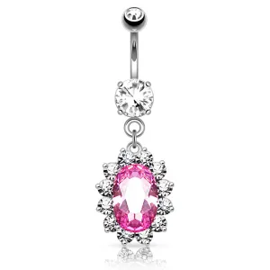 Pink Passion Belly Ring Dangle