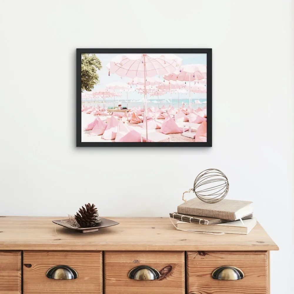 Pink Pastel Beach Photography INSTANT DOWNLOAD Art Print, Beach Umbrella, Peaceful Wall Art, Neutral Wall Art, Beach Picture, Modern Coastal Decor