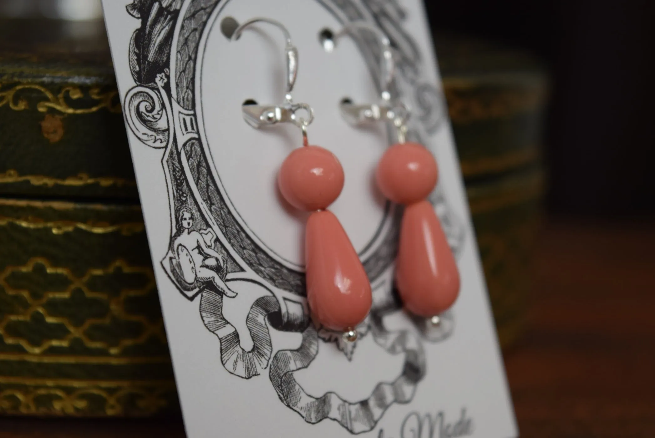 Pink Pearl "Coral" 2-stone teardrop earrings