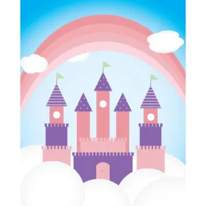 Pink Princess Castle Printed Backdrop