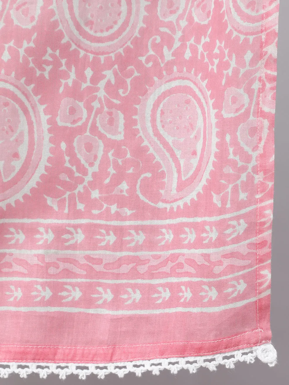 Pink Printed Halter Neck Kurta With Printed Pants And  Dupatta