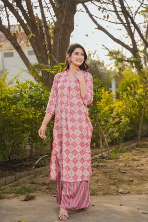 Pink Printed Rayon Kurti