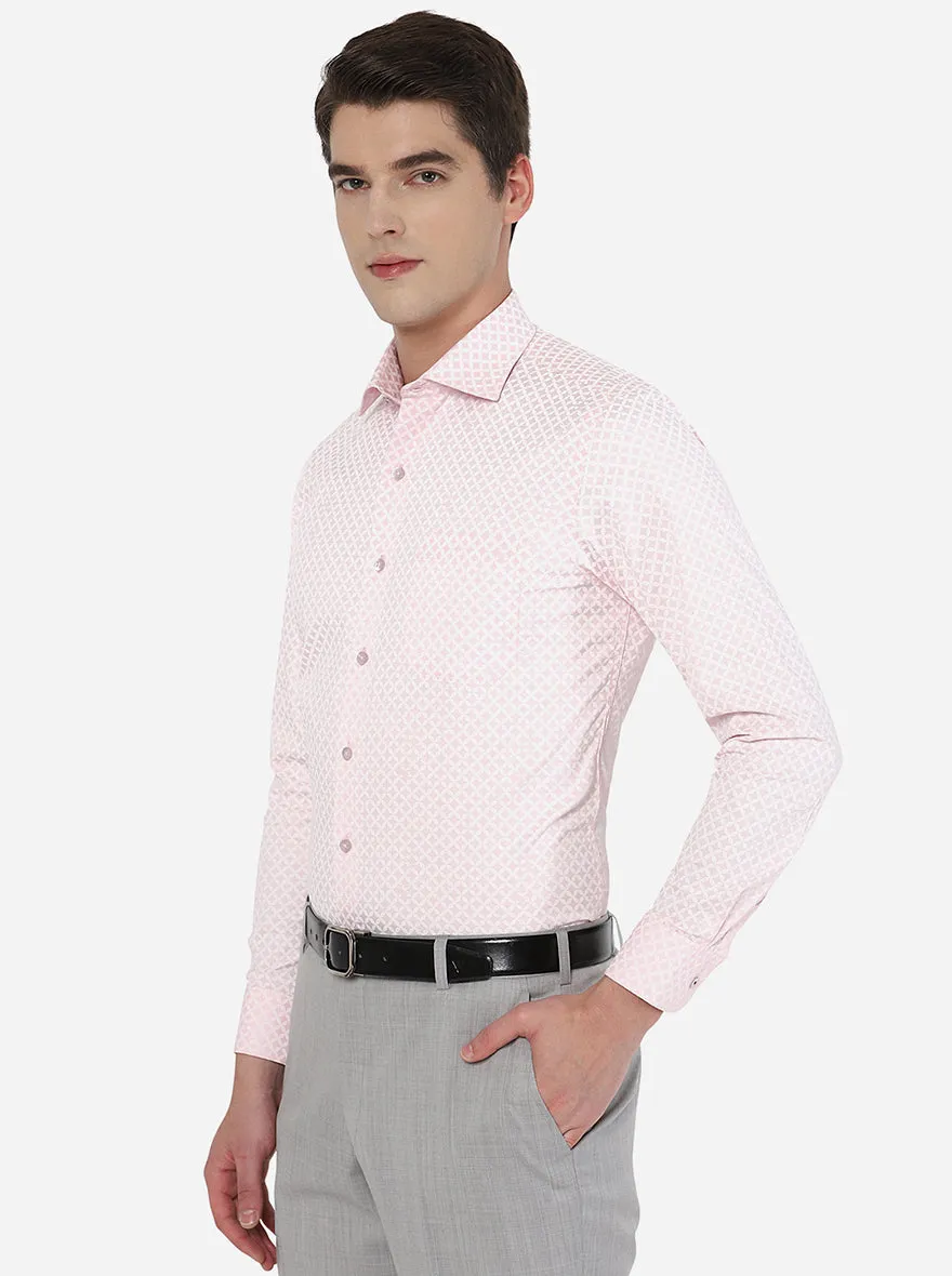 Pink Printed Slim Fit Formal Shirt | Metal