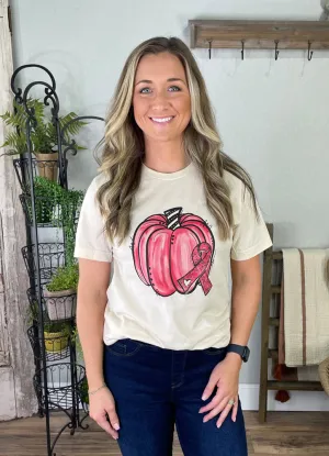 Pink Pumpkin Breast Cancer Tee in Cream by Ocean & 7th