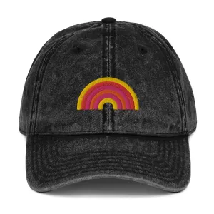 Pink Red Yellow Rainbow Vintage Cotton Twill Cap Sunny Warm Smile Unique Gift