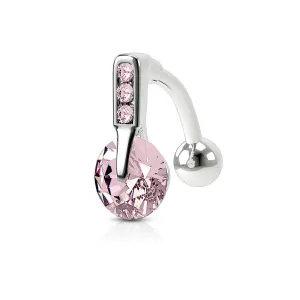 Pink Reverse Gem Sphere Belly Ring