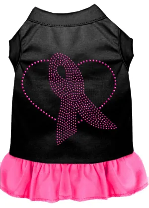 Pink Ribbon Rhinestone Dress Black With Bright Pink Xl (16)