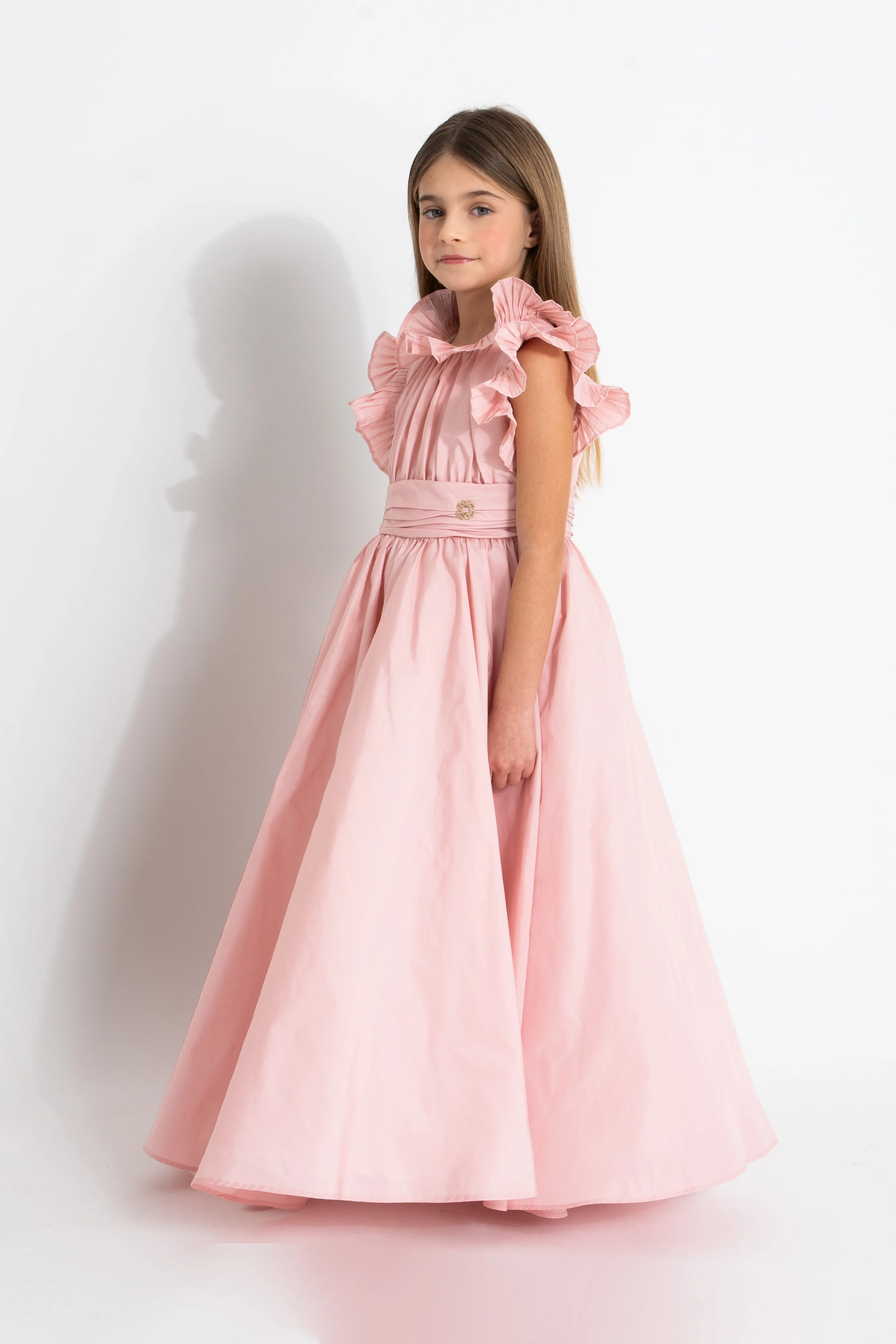 Pink Ruffled Taffeta Gown