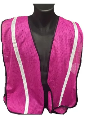 Pink Safety Vest with 3/4" Reflective Silver Striping