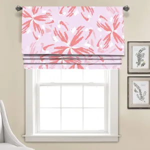 Pink Sakura Cherry Blossoms Linen Faux Roman Shade Valance